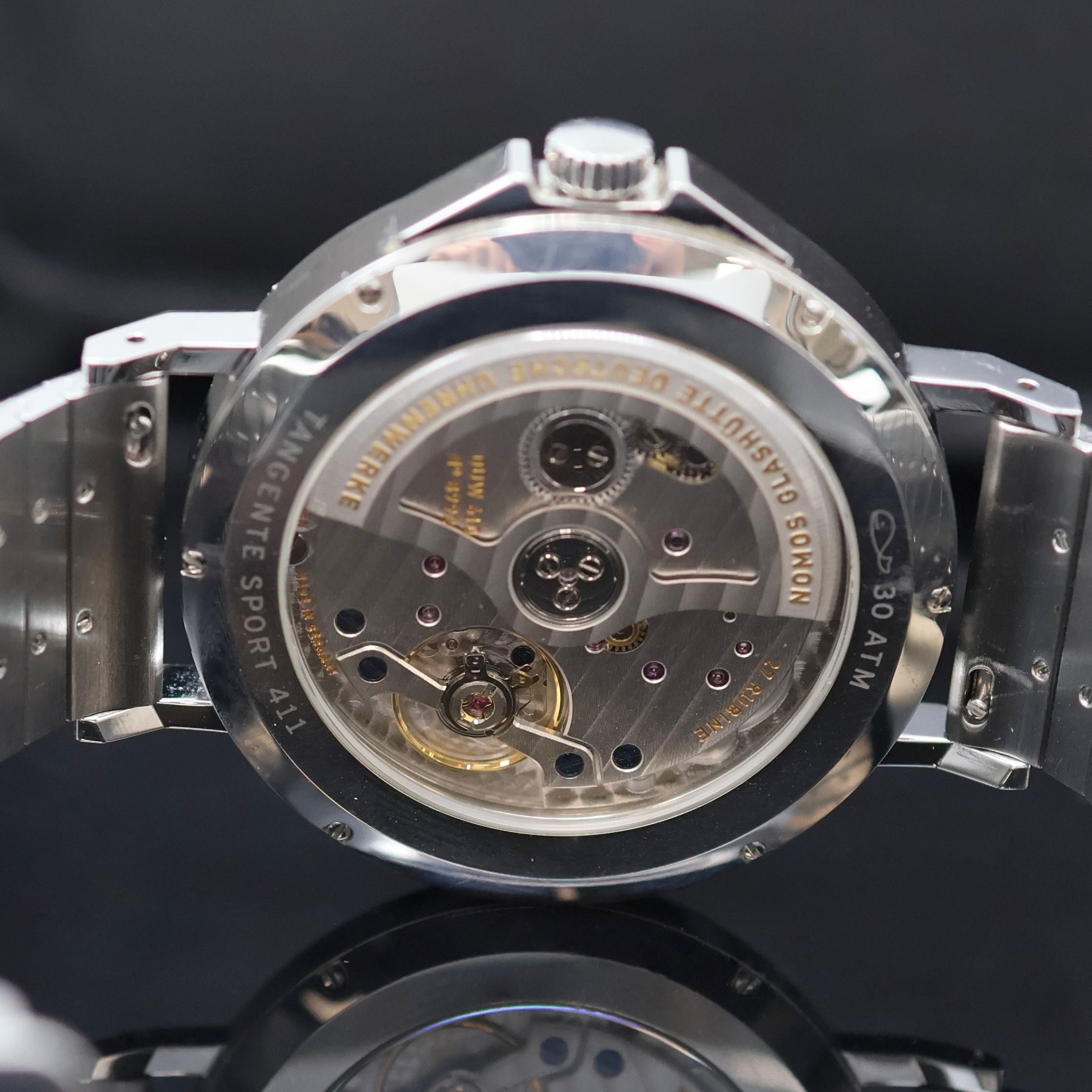 Detail g: NOMOS Tangente Herrenarmbanduhr Sport Neomatik 42 Referenz 580, Deutschland um 2020, Automatik, beids. vergl. Edelstahlgeh. inkl. Gliederband m. ...