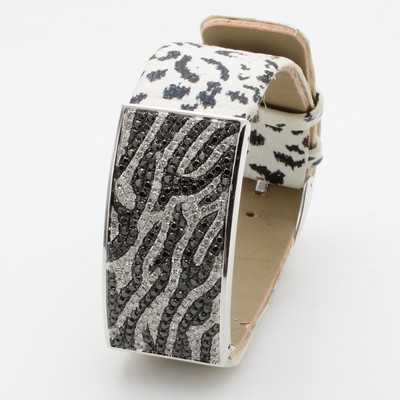 27060501a - Lederarmband mit Brillanten und Diamanten, WG 750/000, 322 Brill. u. Diam. zus. ca. 3.39 ...