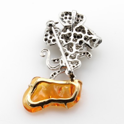 27060508a - Brosche/Anhänger ´Maus´ mit Feueropal, Brillanten und Diamanten, WG 750/000, 156 Brill. ...