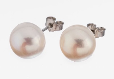 Image Paar Perl-Ohrstecker, 925er Silber, 2 weißeSüßwasserzuchtperl-Boutons, D. ca. 11.5 ...