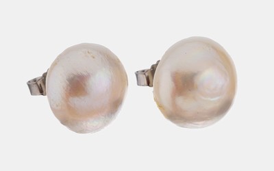Image Paar Perl-Ohrstecker, 925er Silber, Süßwasserzuchtperl-Boutons, D. ca. 14 mm