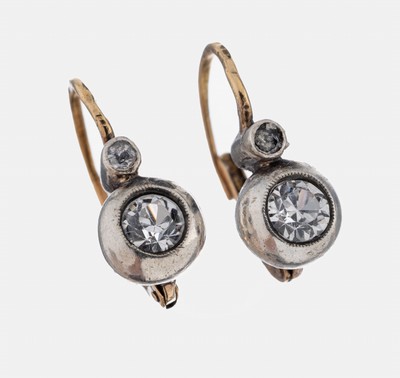 Image Paar 14 kt Gold Ohrgehänge, Österreich, um 1830, GG 585/000 und zeittyp. Silber, 4 ...