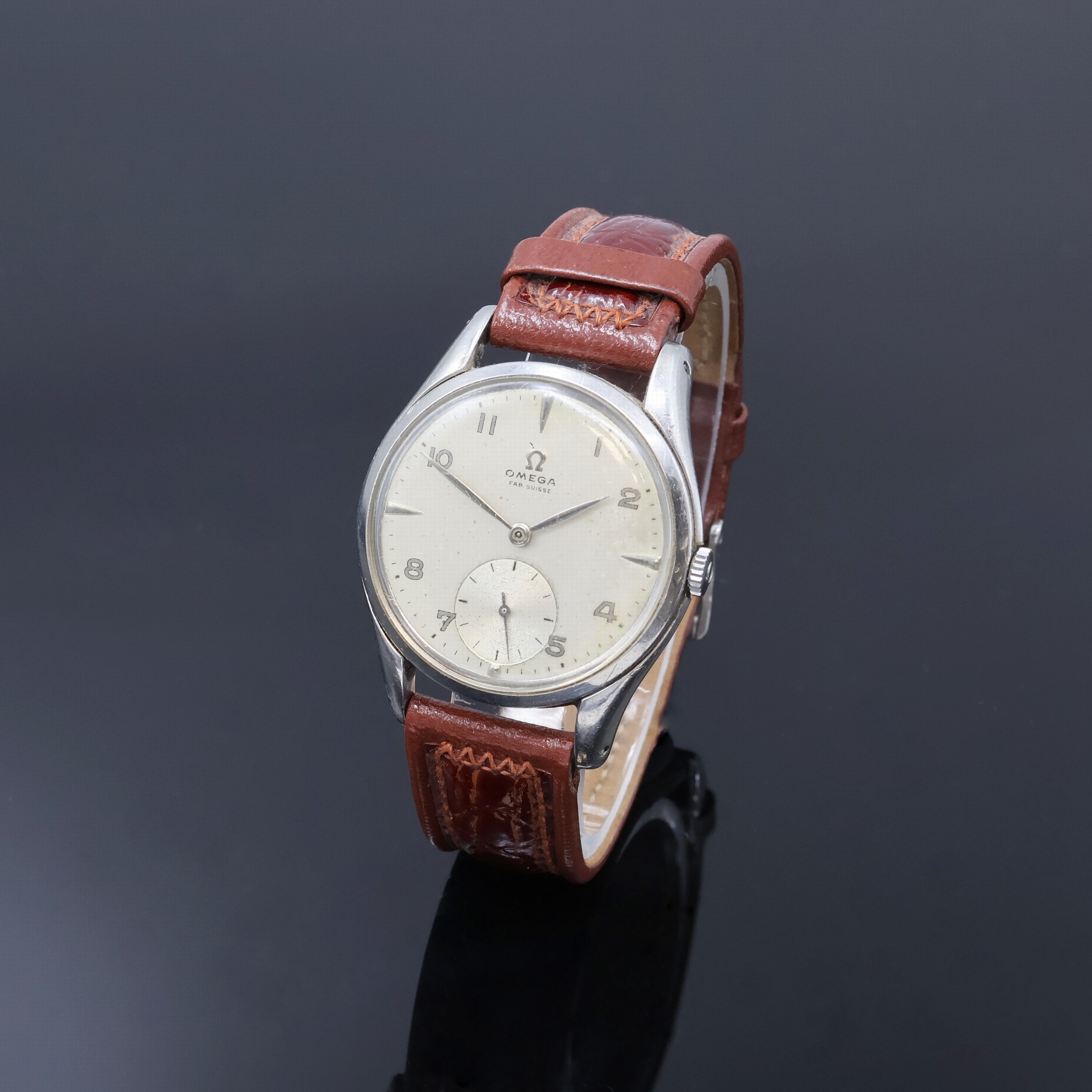 Image 27060717 - OMEGA Armbanduhr Referenz 2503-5, Schweiz um 1950, Handaufzug, Edelstahlgeh., Boden ...