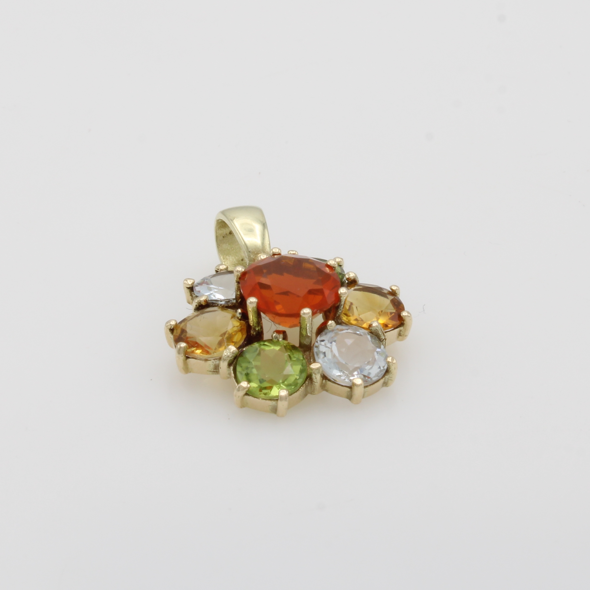 Image 27060916 - Anhänger mit Farbsteinen, GG 585/000, Aquamarine, Citrine, Peridots und ein Feueropal ...