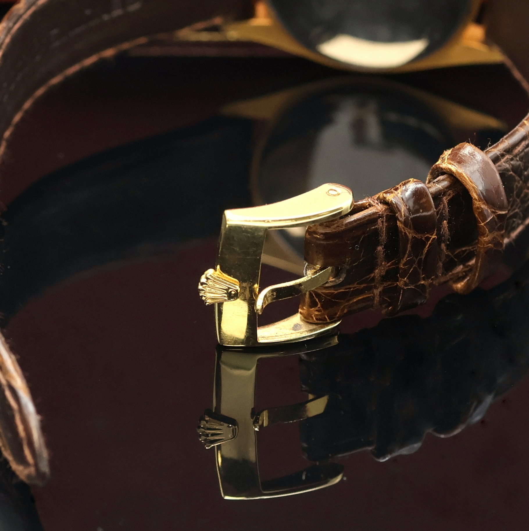 Detail b: ROLEX Armbanduhr Oysterdate Precision Referenz 6066, Schweiz 1950er Jahre, Handaufzug, verg. Geh., Edelstahlboden verschr., Rolex Lederband und Rolex ...