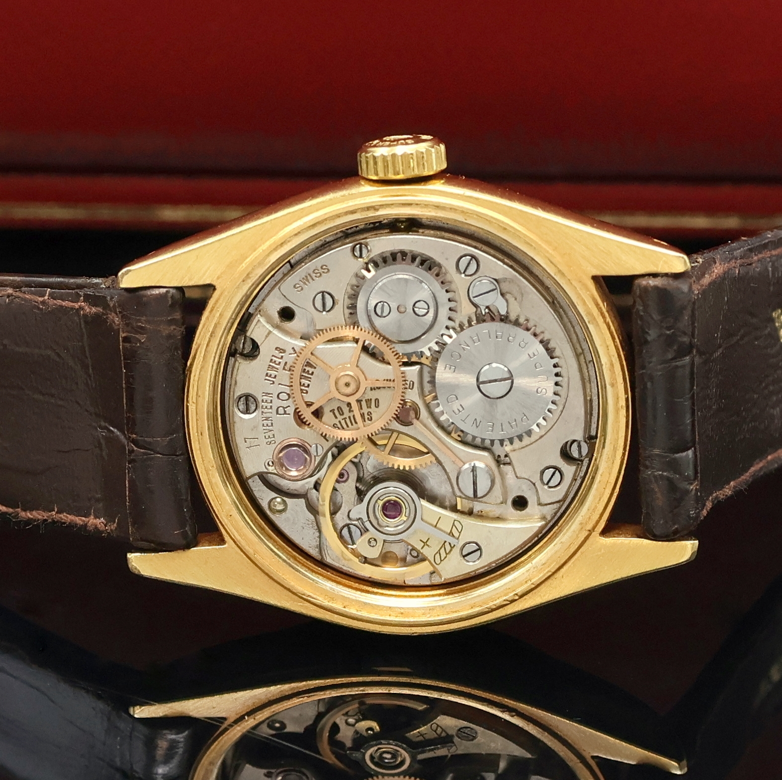 Detail f: ROLEX Armbanduhr Oysterdate Precision Referenz 6066, Schweiz 1950er Jahre, Handaufzug, verg. Geh., Edelstahlboden verschr., Rolex Lederband und Rolex ...