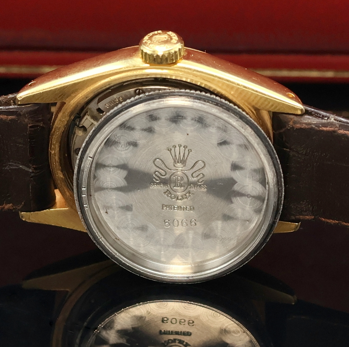 Detail g: ROLEX Armbanduhr Oysterdate Precision Referenz 6066, Schweiz 1950er Jahre, Handaufzug, verg. Geh., Edelstahlboden verschr., Rolex Lederband und Rolex ...