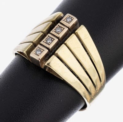 Image 18 kt Gold Diamant-Ring, GG 750/000 gepr., Ringschultern durchbrochen, 4 kl. 8/8- ...