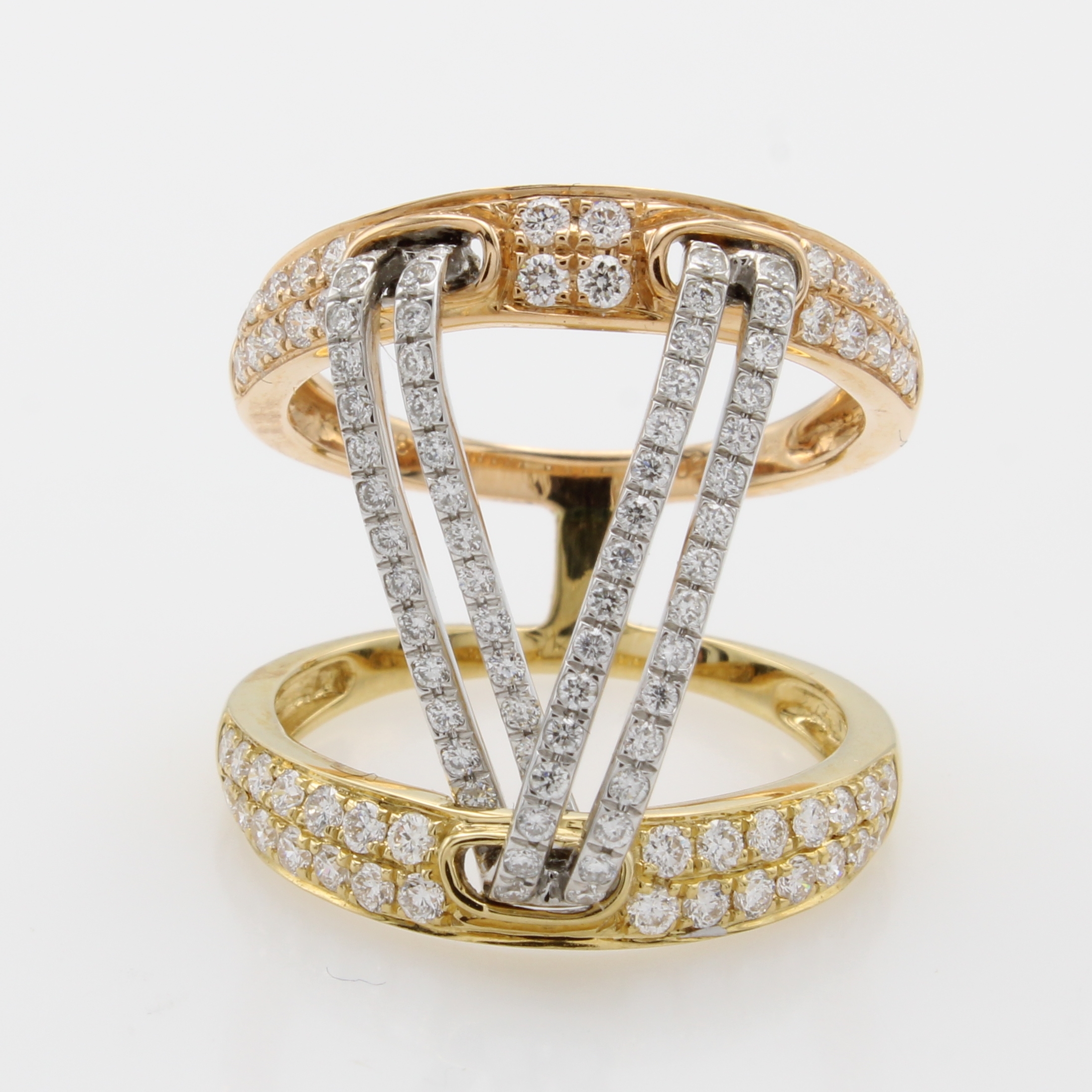 Image 27061010 - Ring mit Brillanten, GG/WG/RG 750/000, Brill. zus. ca. 0.96 ct feines Weiß-Weiß/si, ...