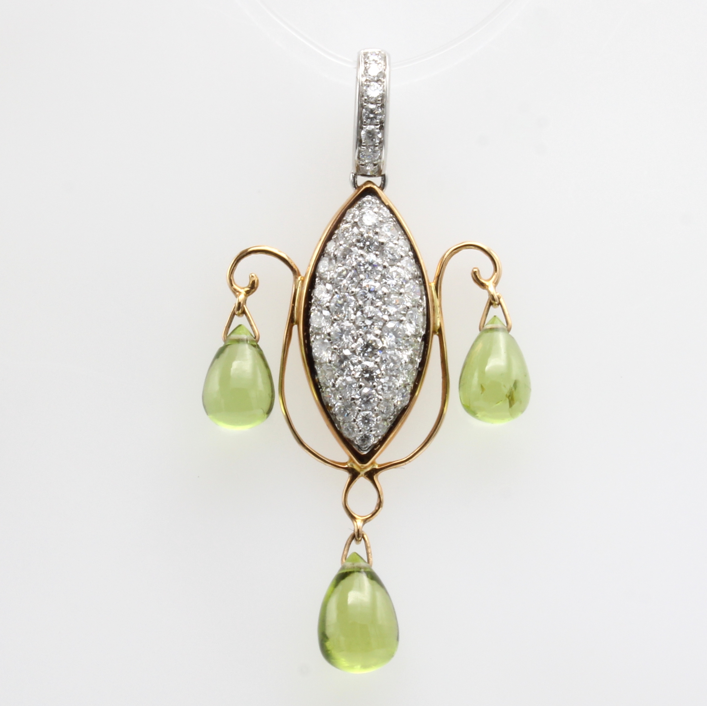Image 27061032 - Anhänger mit Brillanten und Peridots, WG/RG 750/000, 52 Brill. zus. ca. 0.85 ct ...