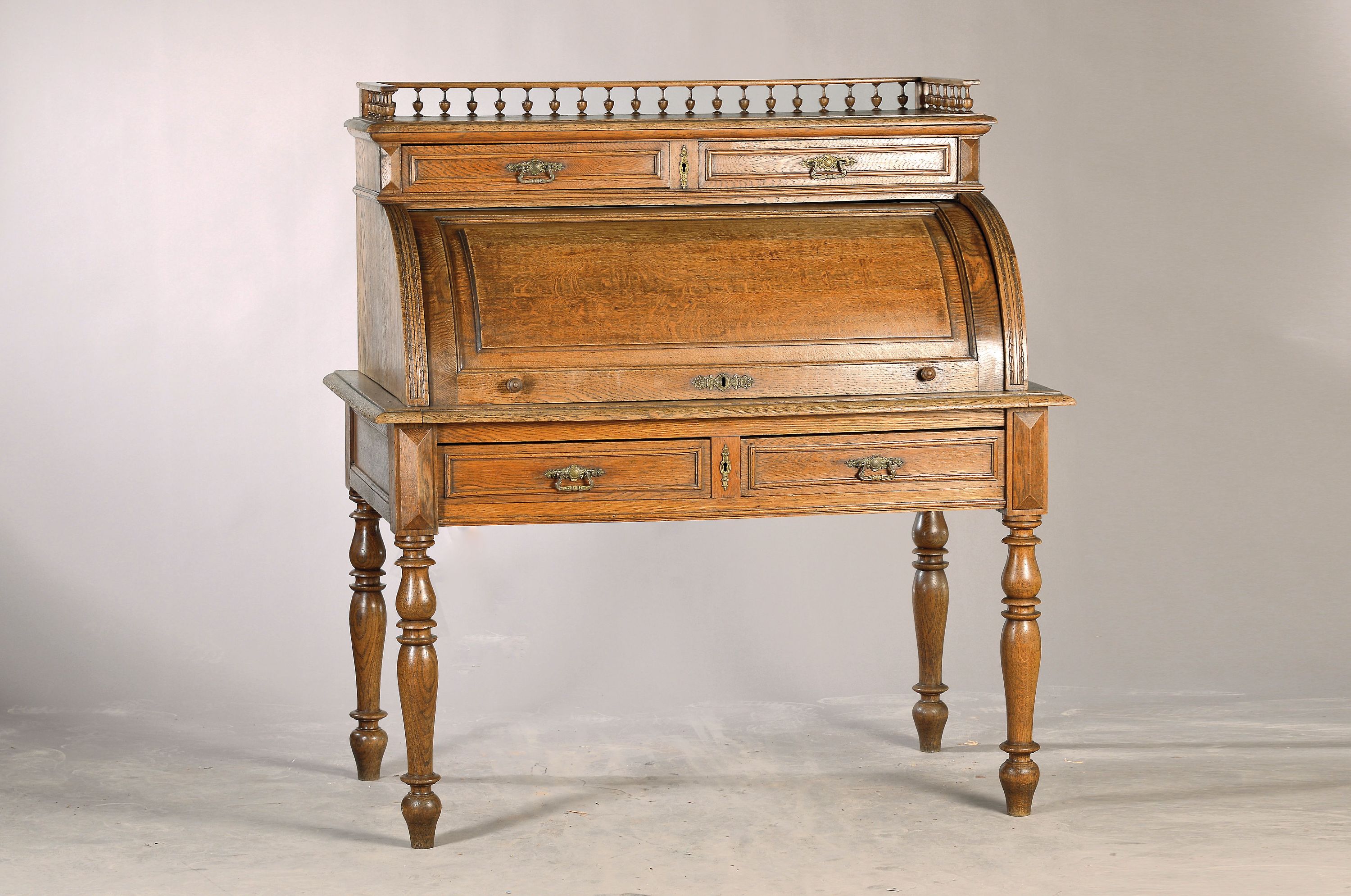 Image 27061041 - Wilhelminian style secretary, around 1880, partly solid oak veneer, pull-out writing ...