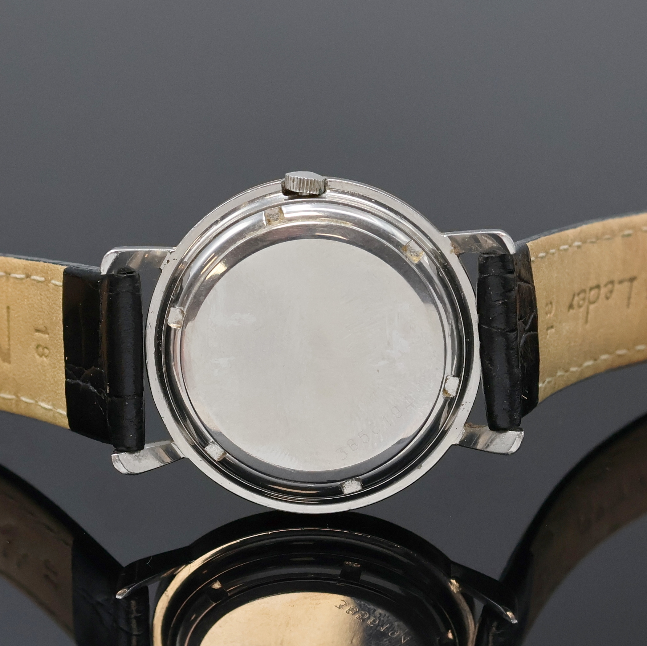 Detail c: ETERNA-MATIC Chronometer Armbanduhr, Schweiz um 1958, Automatik, Edelstahlgeh., Lünette wie Bandanst. mit Goldhaube, vers. Zifferblatt m. aufges. ...