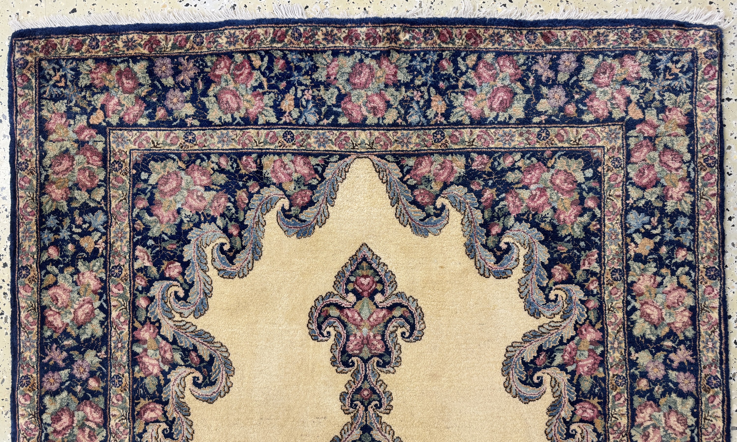 Detail a: Kerman Kork fein, Persien, Ende 20.Jhd, Korkwolle auf Baumwolle, ca. 210 x 120 cm, gereinigt, EHZ: 2