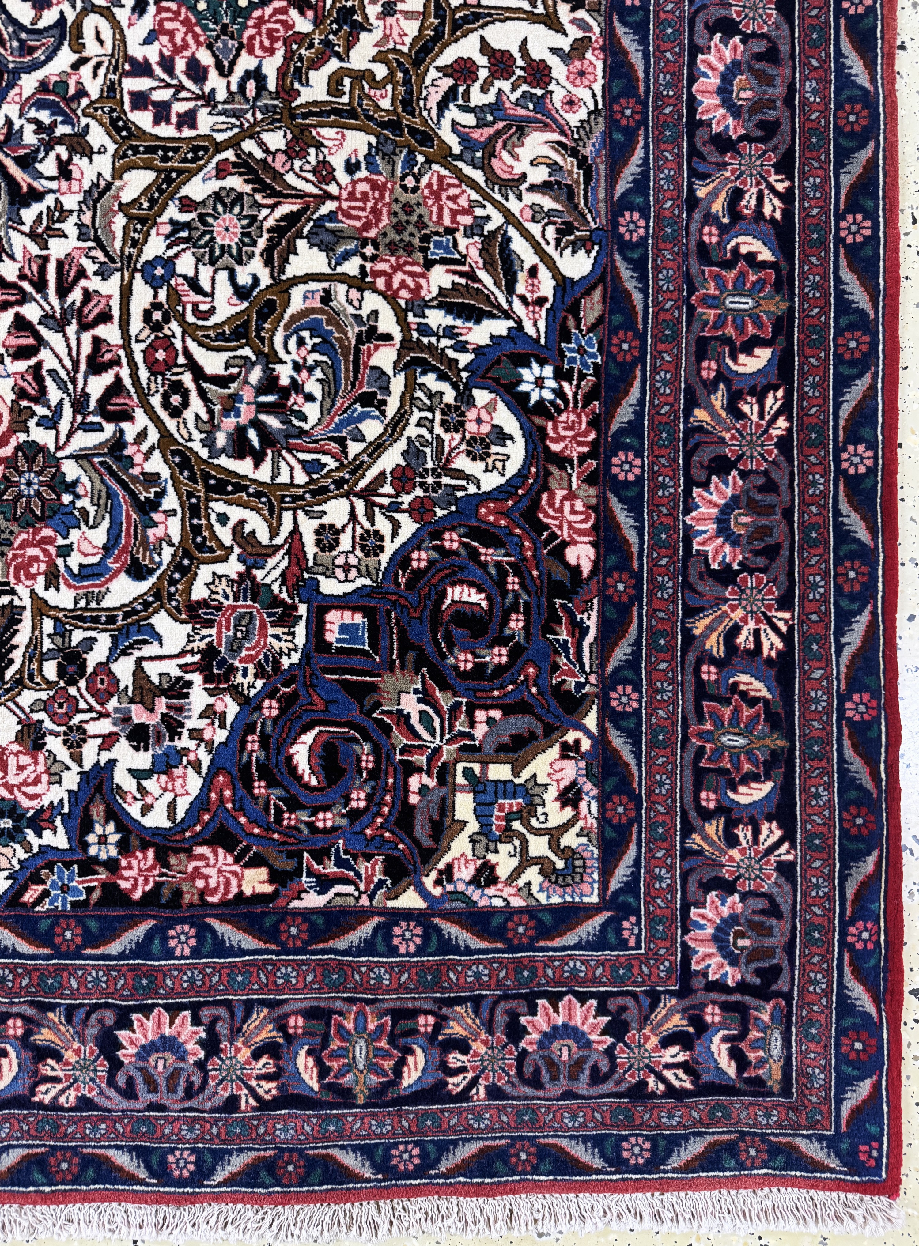 Detail a: Rosenbidjar Kork fein, Persien, Mitte 20.Jhd, Korkwolle auf Baumwolle, ca. 280 x 165cm, EHZ:(nahezu neuwertig)
