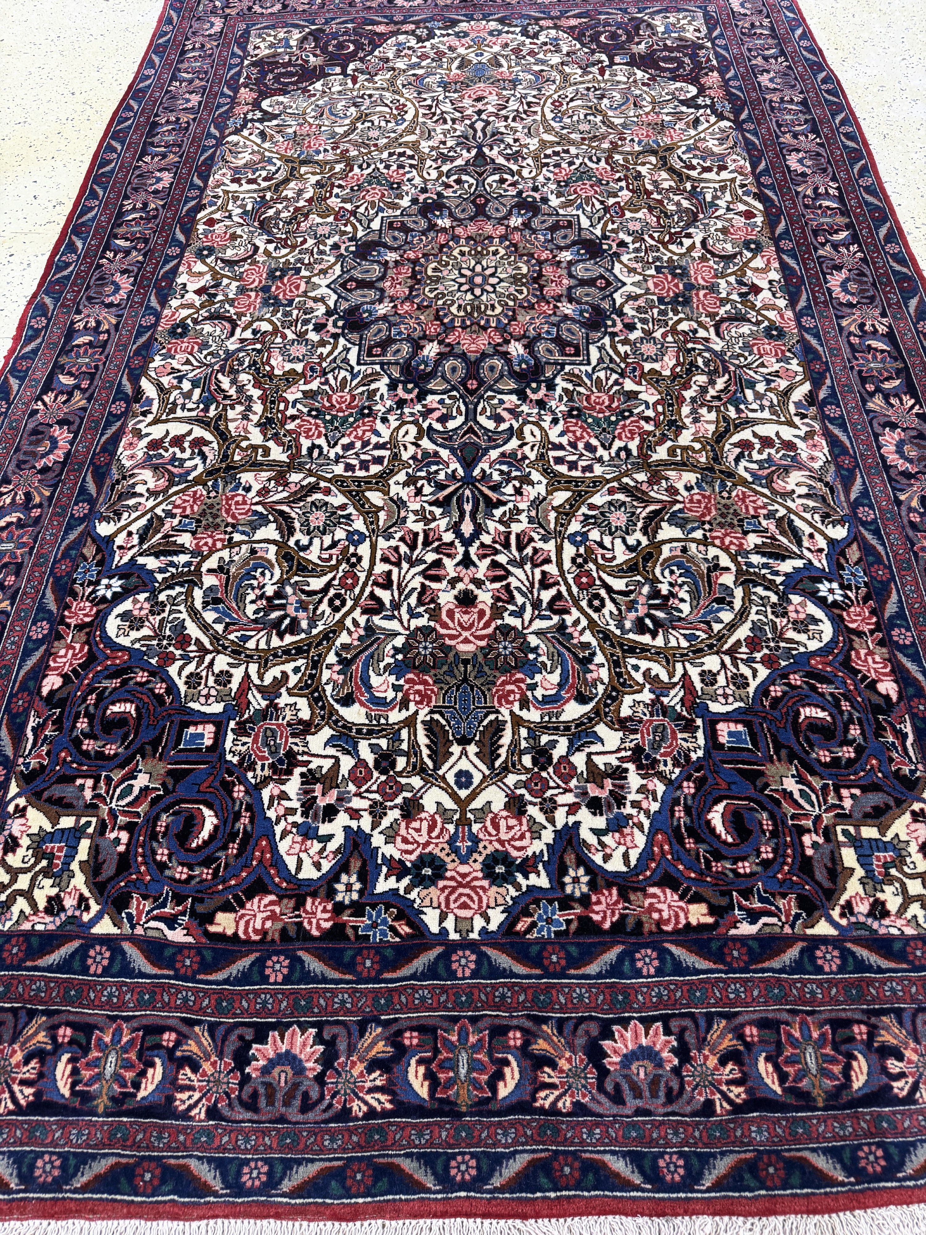 Detail f: Rosenbidjar Kork fein, Persien, Mitte 20.Jhd, Korkwolle auf Baumwolle, ca. 280 x 165cm, EHZ:(nahezu neuwertig)
