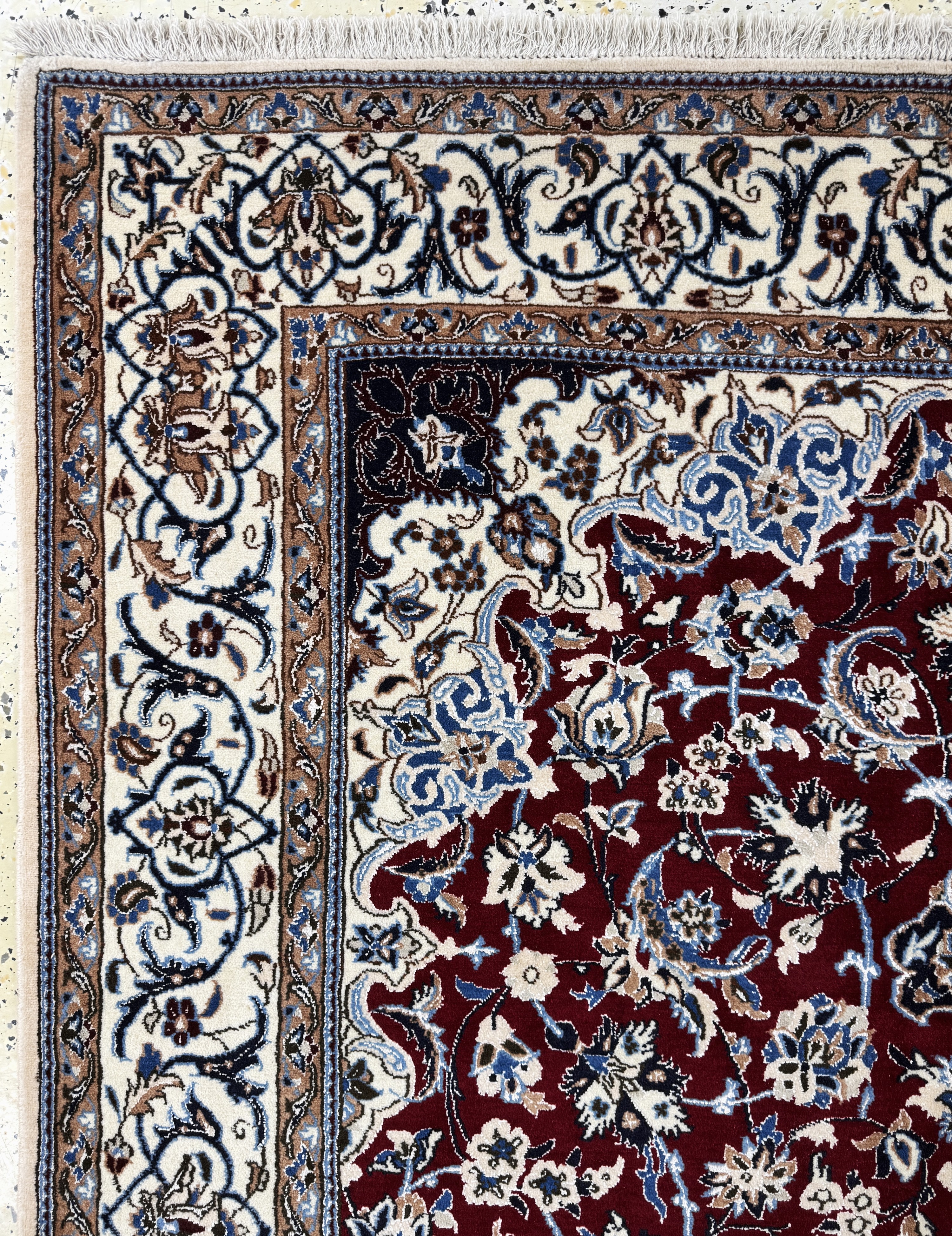 Detail d: Nain fein(9 La), Persien, Mitte 20.Jhd, Korkwolle mit Seide, ca. 265 x 166 cm, ca. 500.000 Kn/qm, EHZ: 1-2