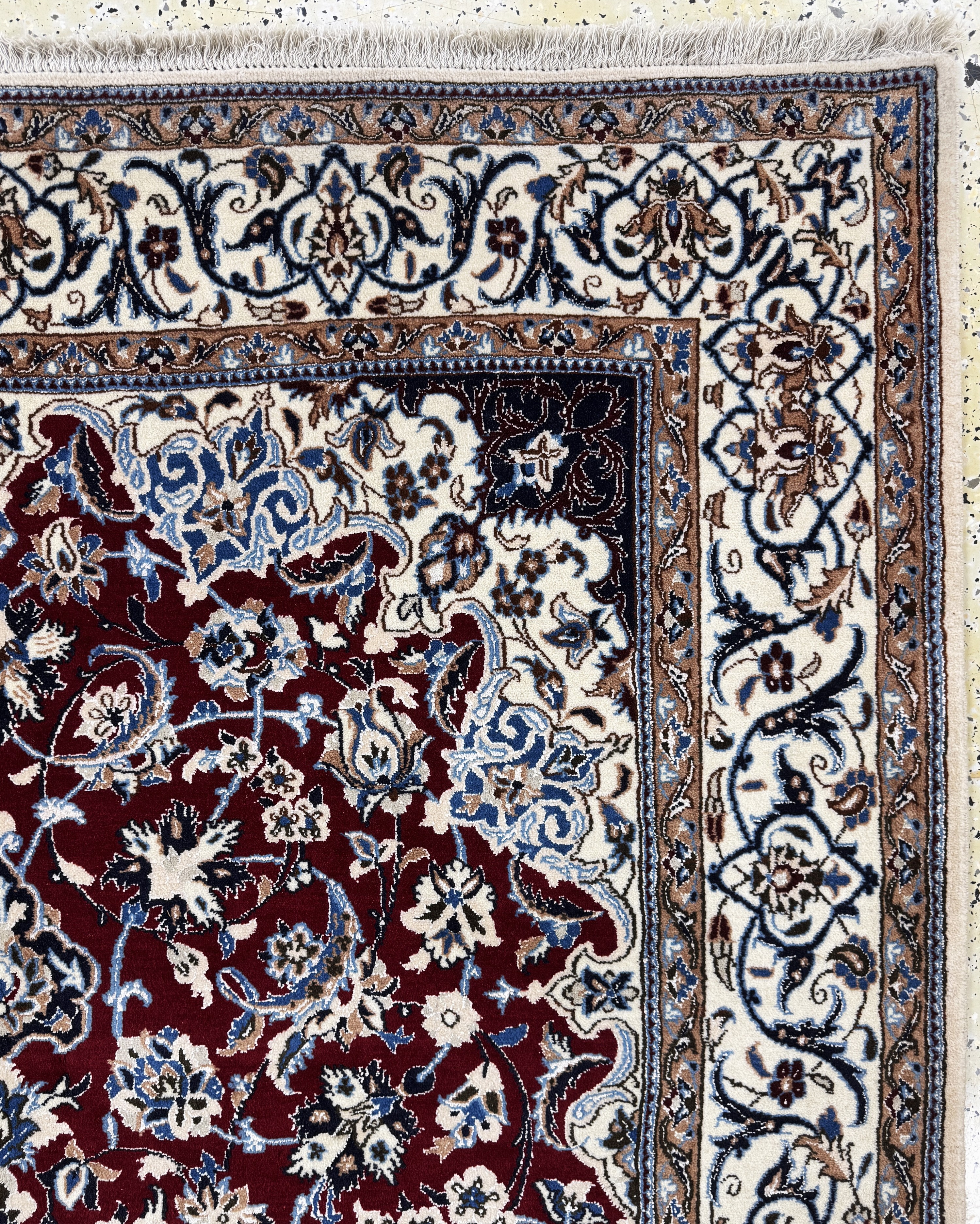 Detail e: Nain fein(9 La), Persien, Mitte 20.Jhd, Korkwolle mit Seide, ca. 265 x 166 cm, ca. 500.000 Kn/qm, EHZ: 1-2