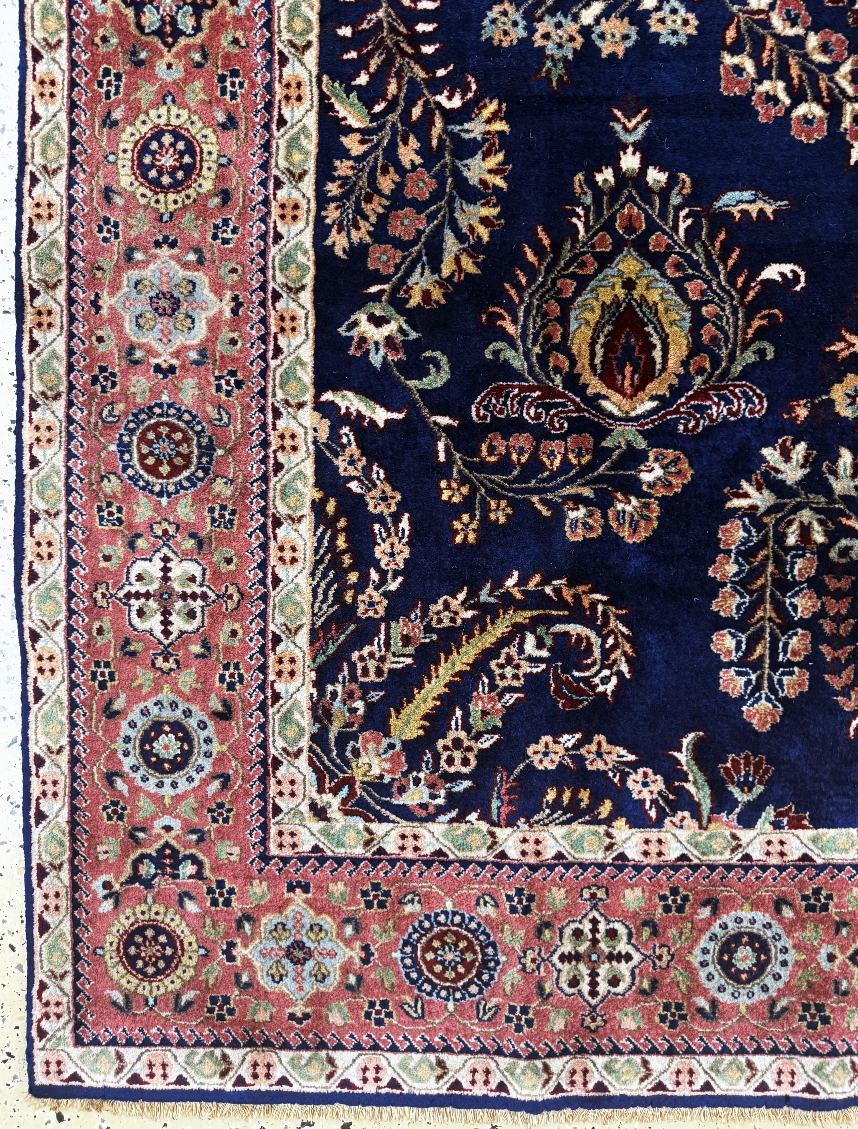 Detail b: Sarogh"Mohajeran"fein, Indien, Mitte 20.Jhd, Korkwolle auf Baumwolle, ca. 244 x 170cm, gereinigt, EHZ: 1-2