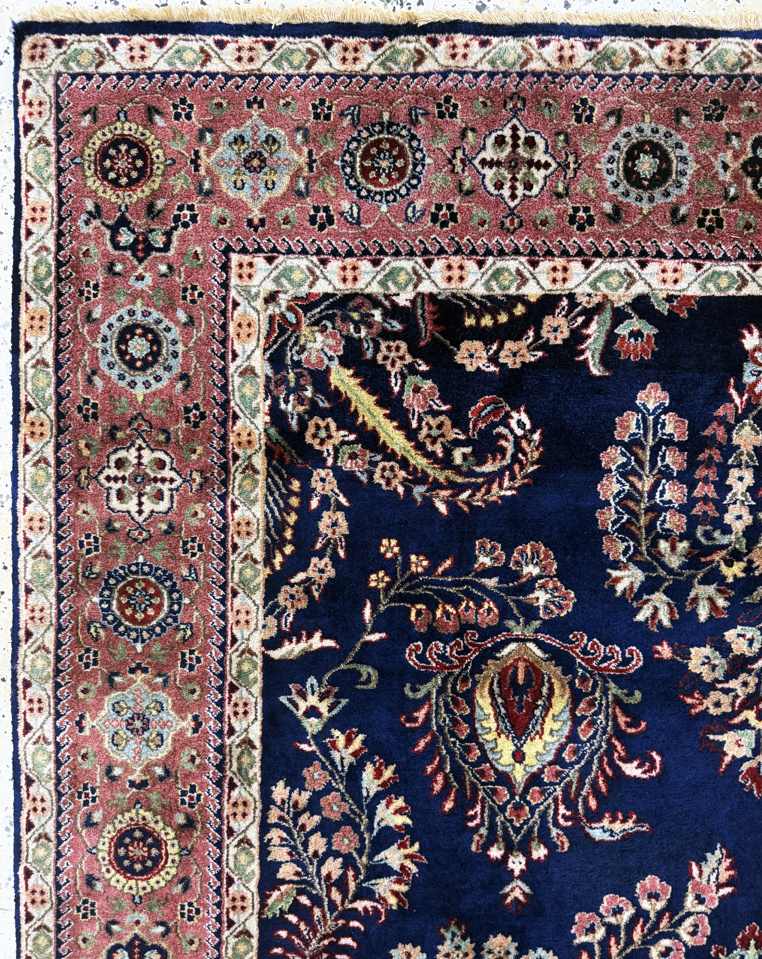 Detail d: Sarogh"Mohajeran"fein, Indien, Mitte 20.Jhd, Korkwolle auf Baumwolle, ca. 244 x 170cm, gereinigt, EHZ: 1-2