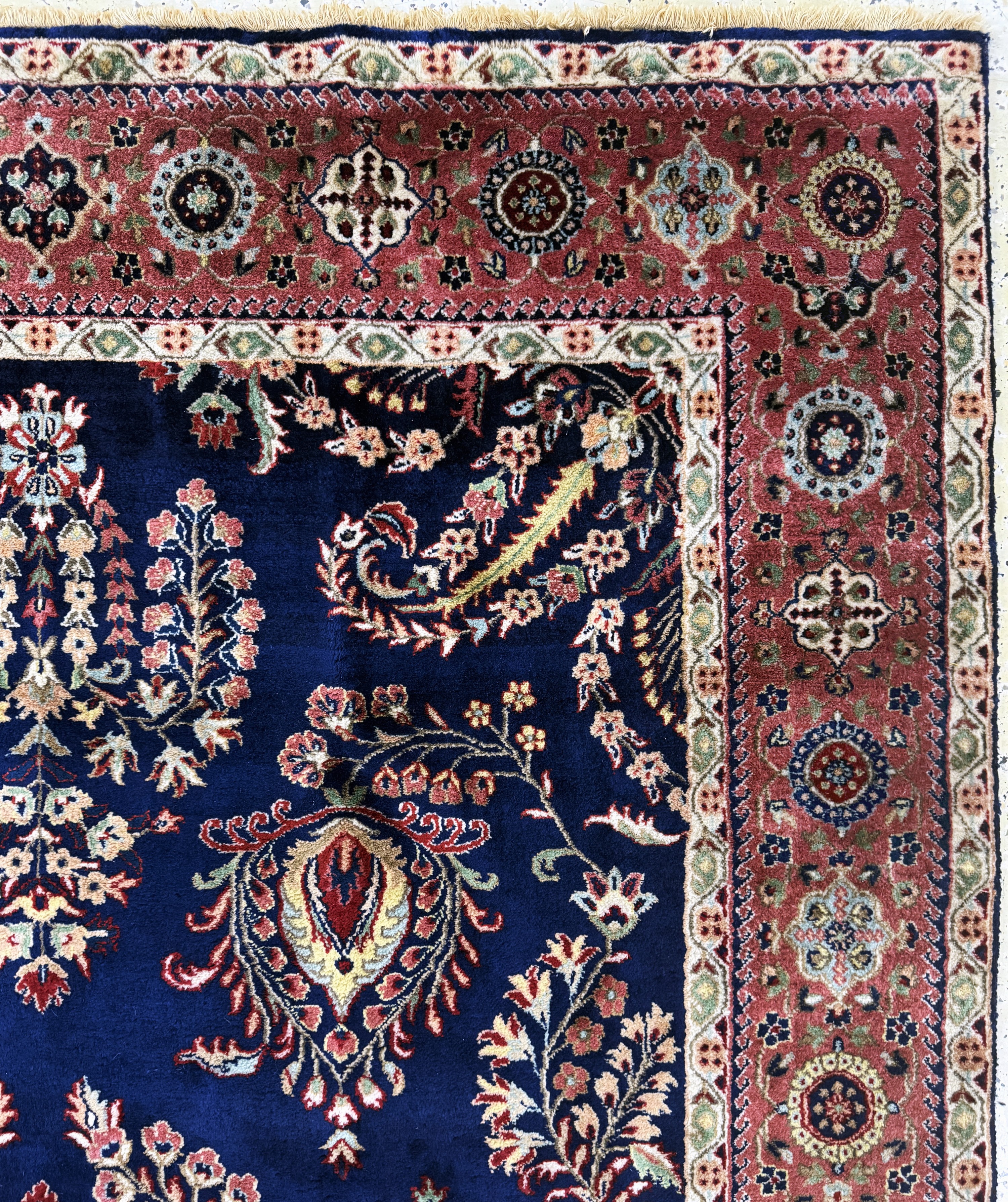 Detail e: Sarogh"Mohajeran"fein, Indien, Mitte 20.Jhd, Korkwolle auf Baumwolle, ca. 244 x 170cm, gereinigt, EHZ: 1-2