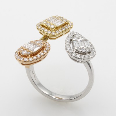 Image Ring mit Diamanten und Brillanten, WG/GG/RG achteckiger, ovaler u. runder Ringkopf, ...