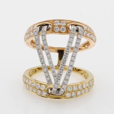 Image Ring mit Brillanten, GG/WG/RG 750/000, Brill. zus. ca. 0.96 ct feines Weiß-Weiß/si, ...