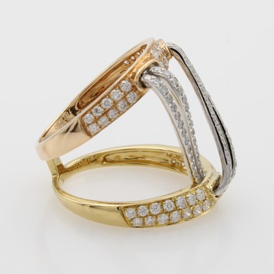 27061010a - Ring mit Brillanten, GG/WG/RG 750/000, Brill. zus. ca. 0.96 ct feines Weiß-Weiß/si, ...