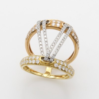 27061010b - Ring mit Brillanten, GG/WG/RG 750/000, Brill. zus. ca. 0.96 ct feines Weiß-Weiß/si, ...