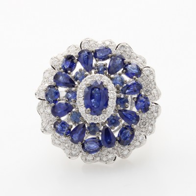 Image Ring mit Saphiren und Brillanten, WG 750/000, Saphire v. sehr schöner Farbe in versch. ...