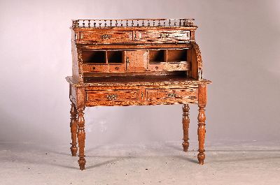 27061041a - Wilhelminian style secretary, around 1880, partly solid oak veneer, pull-out writing ...
