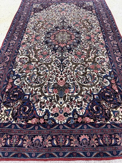 27061051f - Rosenbidjar Kork fein, Persien, Mitte 20.Jhd, Korkwolle auf Baumwolle, ca. 280 x 165cm, ...