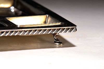 27061071a - Schreibtischaufsatz/Schale, Sterlingsilber, wohl um 1900, umlaufende Kordelbandeinlage, ...