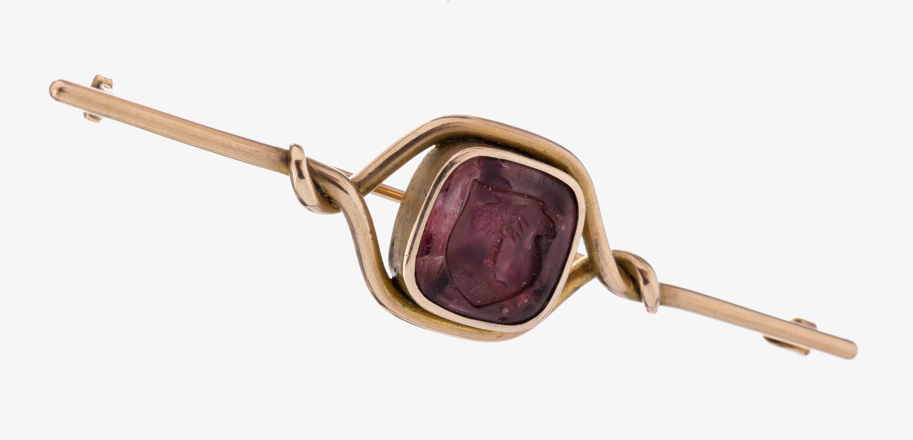 Image 27061112 - 8 kt Gold Farbstein-Brosche, um 1890-1900, GG 333/000 gepr., außergewöhnliches ...