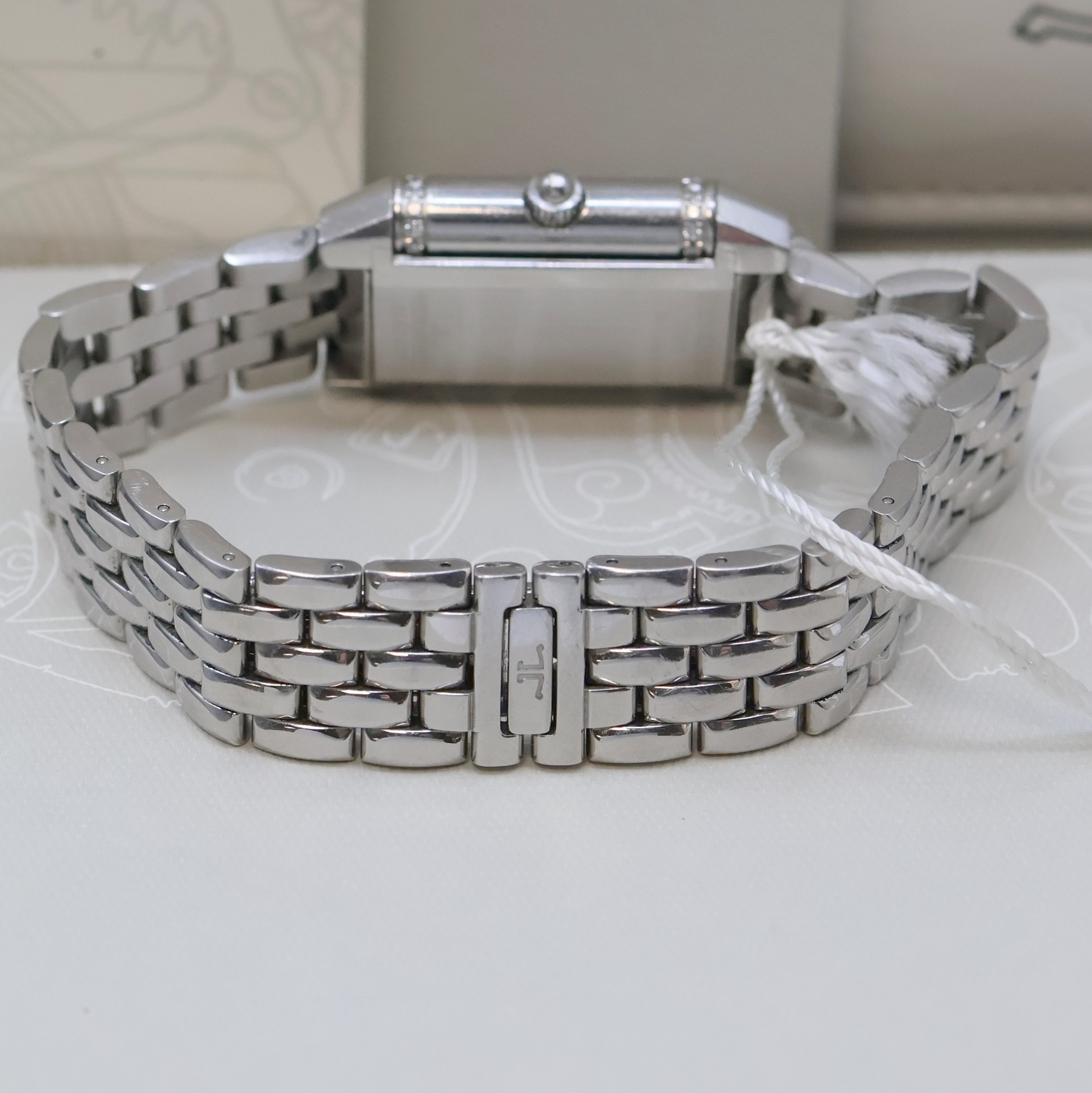 Detail c: Jaeger-LeCoultre Reverso Damenarmbanduhr in Stahl mit Brillanten Referenz 265.882.006, quarz, um 180 Grad drehbares Wendegehäuse inkl. orig. ...