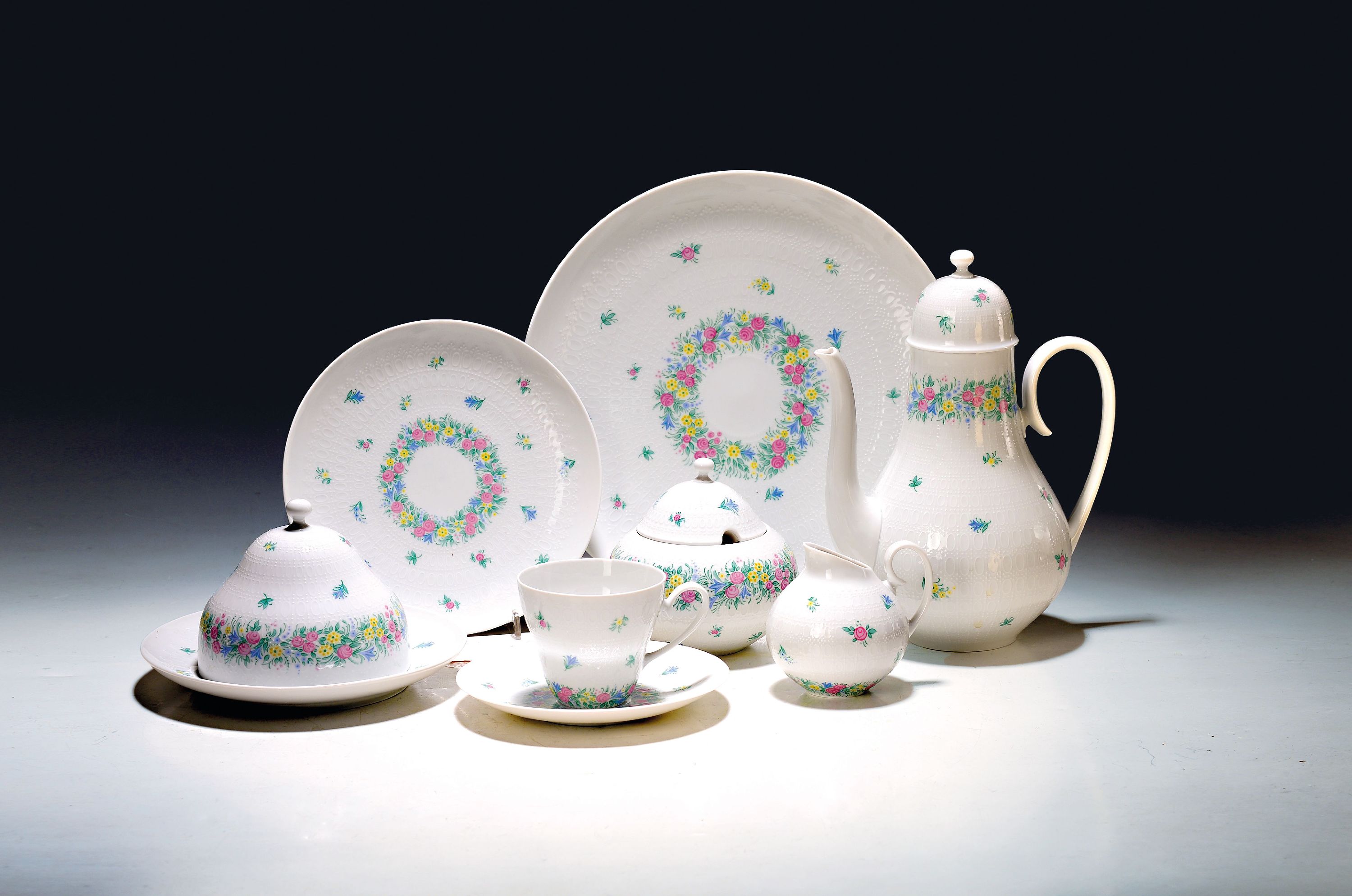 Image 27061437 - Kaffeeservice, Rosenthal, Romanze mit buntem Blumendekor, Entwurf Björn Wiinblad, ...