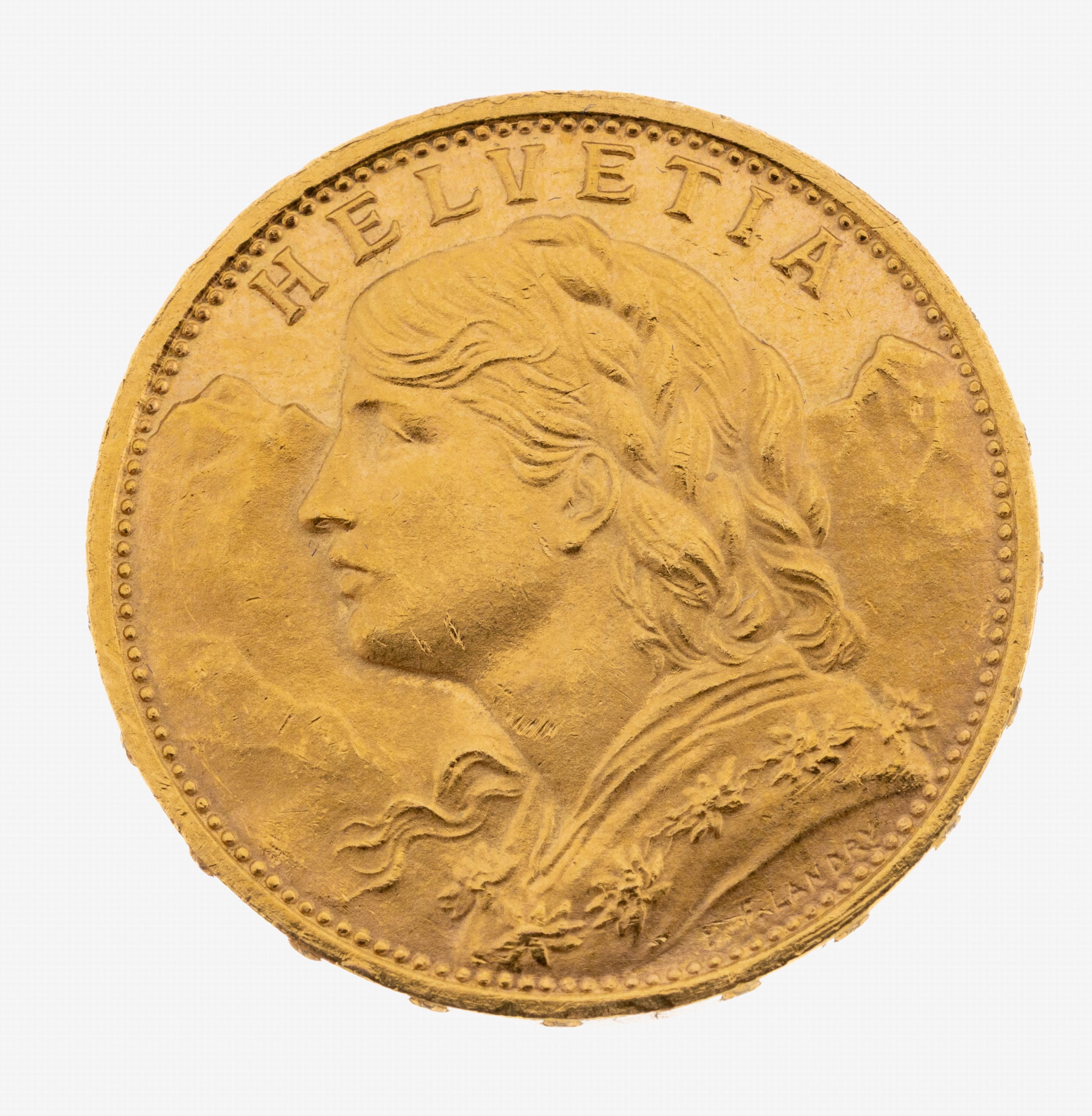 Image 27061445 - Goldmünze 20 Franken, Schweiz, 1935, sogn. Vreneli, Helvetia