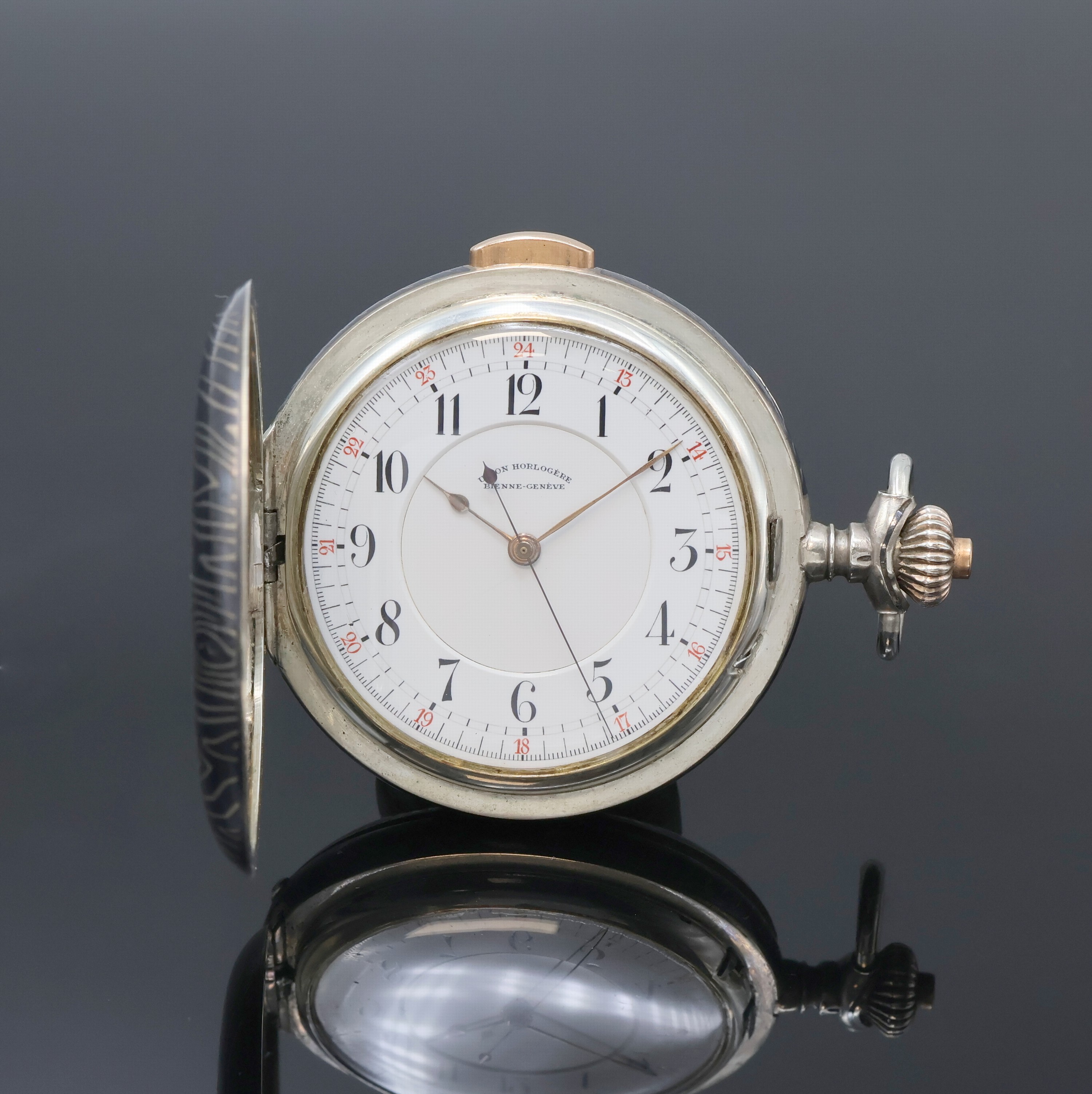 Image 27061495 - UNION HORLOGERE Herrensavonette in Tula- Silber mit Minutenrepetition und Zentralsekunde, ...