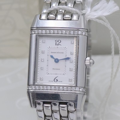 27061412a - Jaeger-LeCoultre Reverso Damenarmbanduhr in Stahl mit Brillanten Referenz 265.882.006, ...