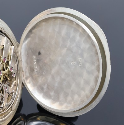 27061495f - UNION HORLOGERE Herrensavonette in Tula- Silber mit Minutenrepetition und Zentralsekunde, ...