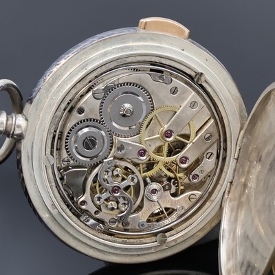 27061495g - UNION HORLOGERE Herrensavonette in Tula- Silber mit Minutenrepetition und Zentralsekunde, ...