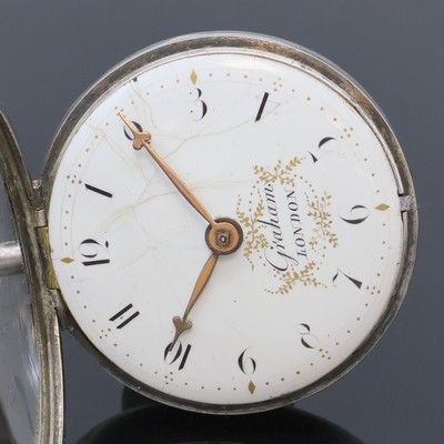 27061499b - GRAHAM LONDON and TRUEMAN 2 open face silver verge watches, England around 1820, smooth ...