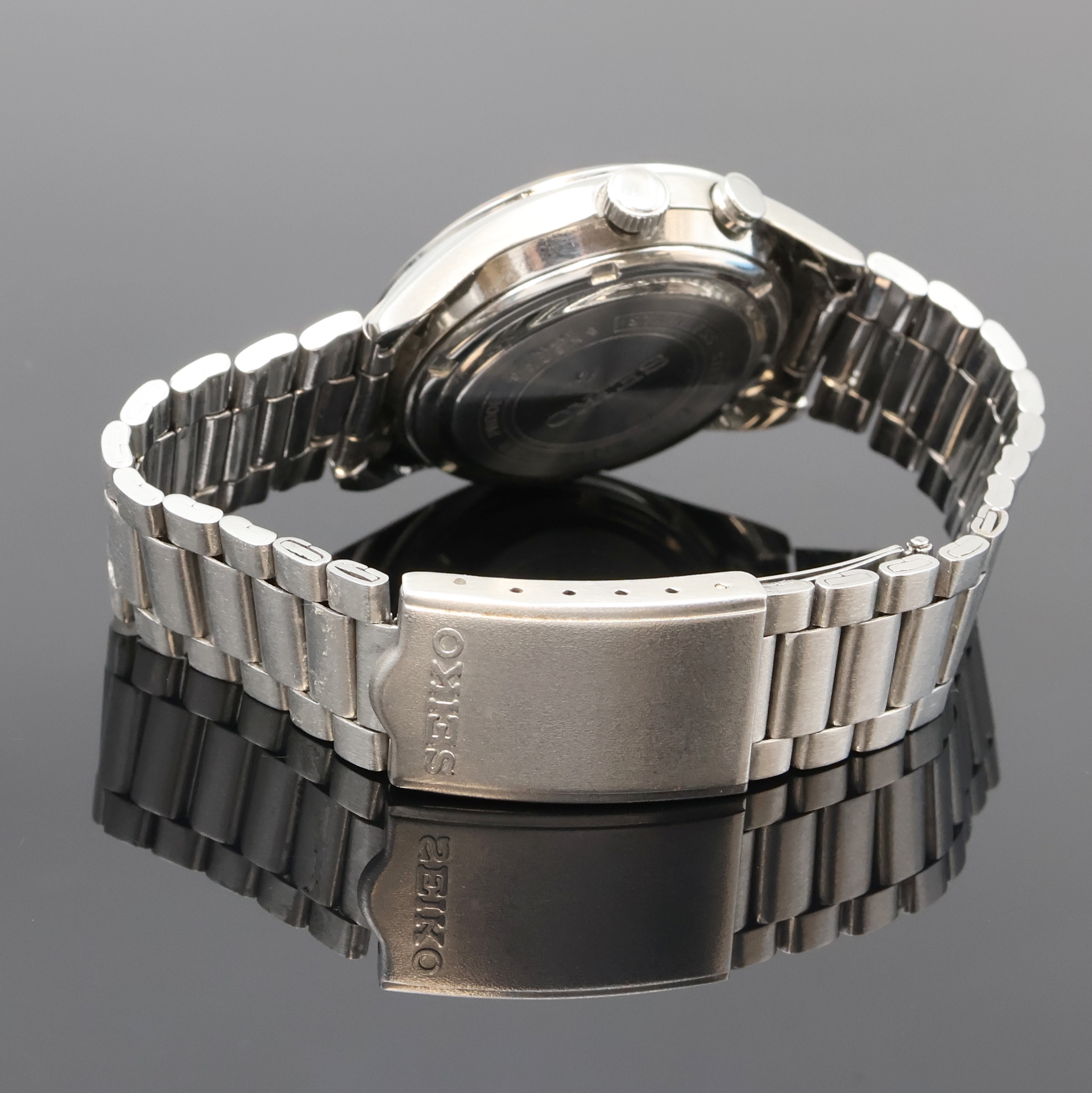 Detail c: SEIKO Bell-Matic Herrenarmbanduhr mit Wecker in Stahl Referenz 4006-7020, Japan um 1970, Automatik, orig. Gliederband m. Faltschl., Boden verschr., ...