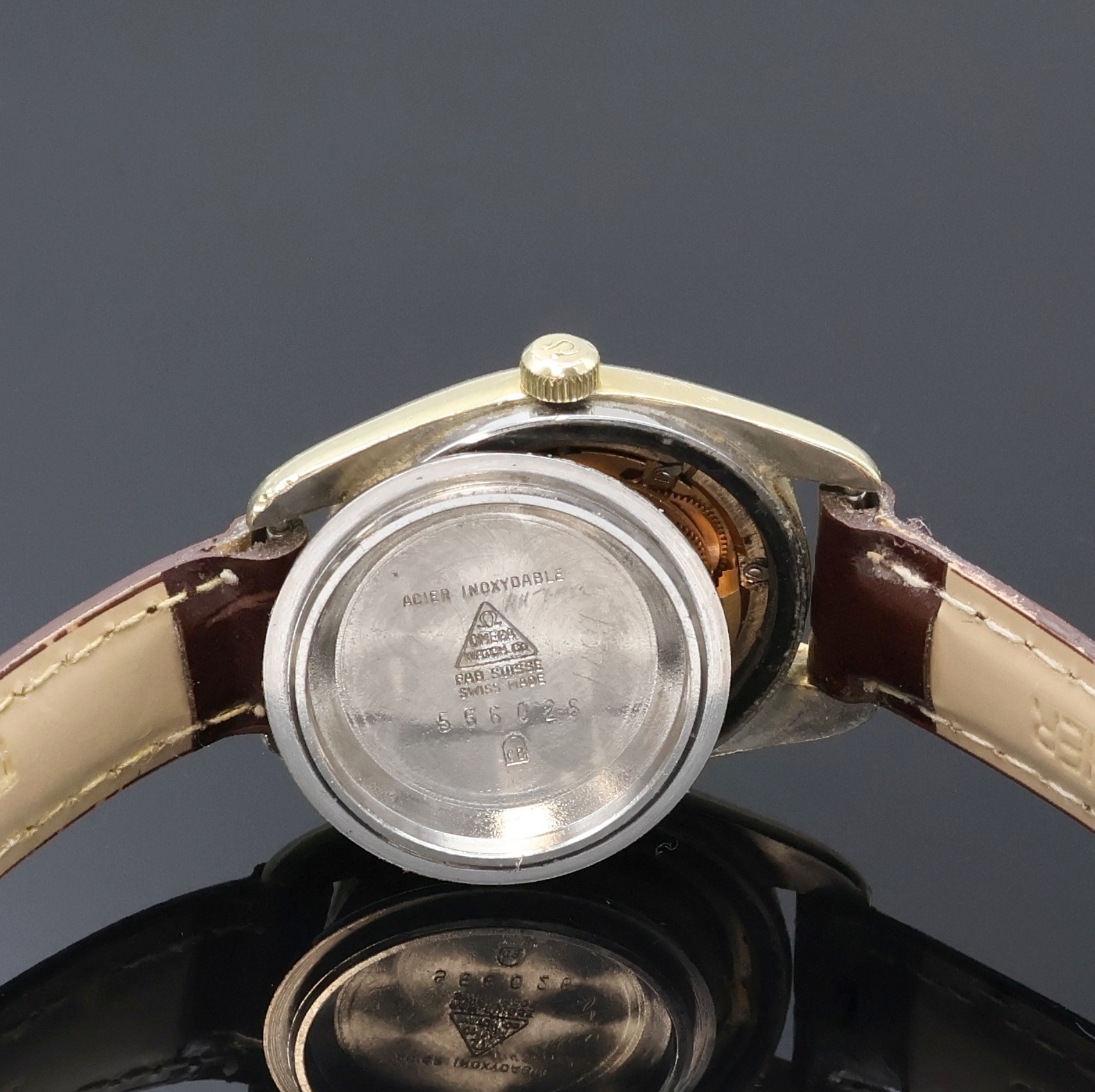 Detail f: OMEGA Seamaster vergoldete Damenarmbanduhr Referenz 566026, Schweiz um 1970, Automatik, Boden verschr., goldfarb. Zifferbl. m. aufges. Std.-Ind., ...