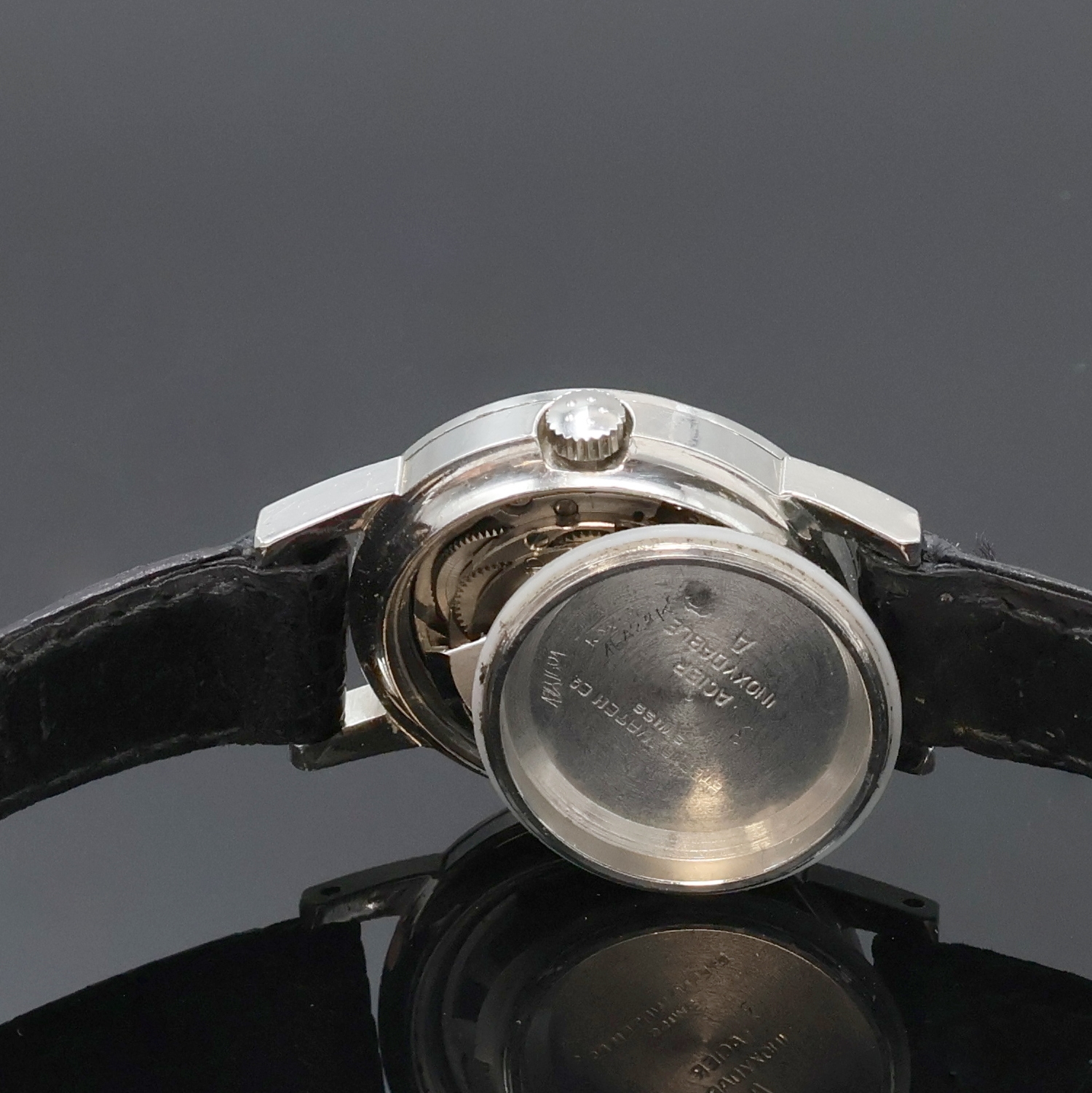 Detail g: ETERNA-MATIC 2 Damenarmbanduhren in Stahl, Schweiz um 1960, Automatik, 1x Modell Sahida, Böden verschr. u. gedr., silb. Zifferblätter, 1x m. Beyer ...