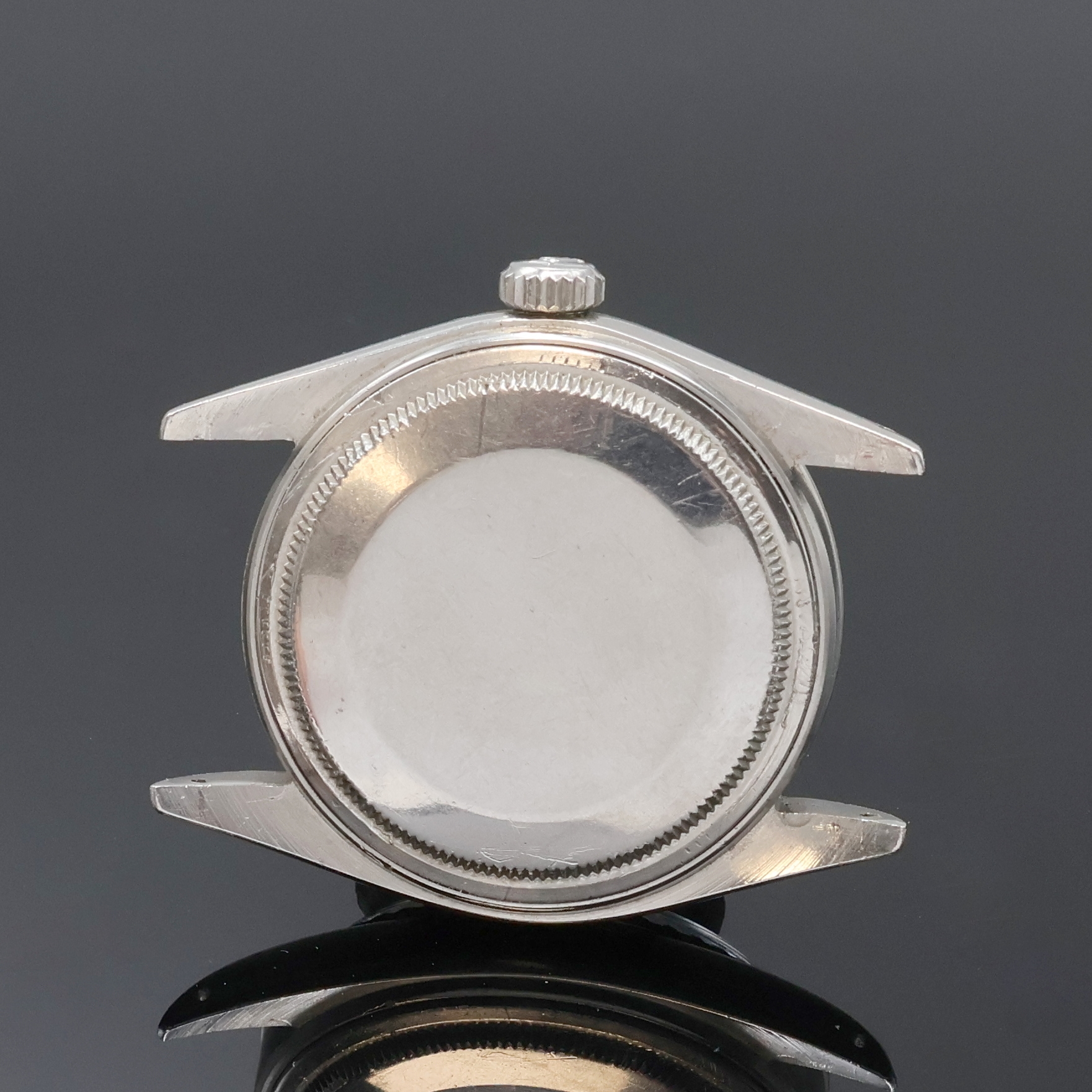 Detail a: ROLEX Gehäuse für Referenz 16000, Schweiz um 1978, Edelstahl, Boden u. Krone verschr., D. ca. 36 mm, in gebrauchsfähigem Zustand, aus ...