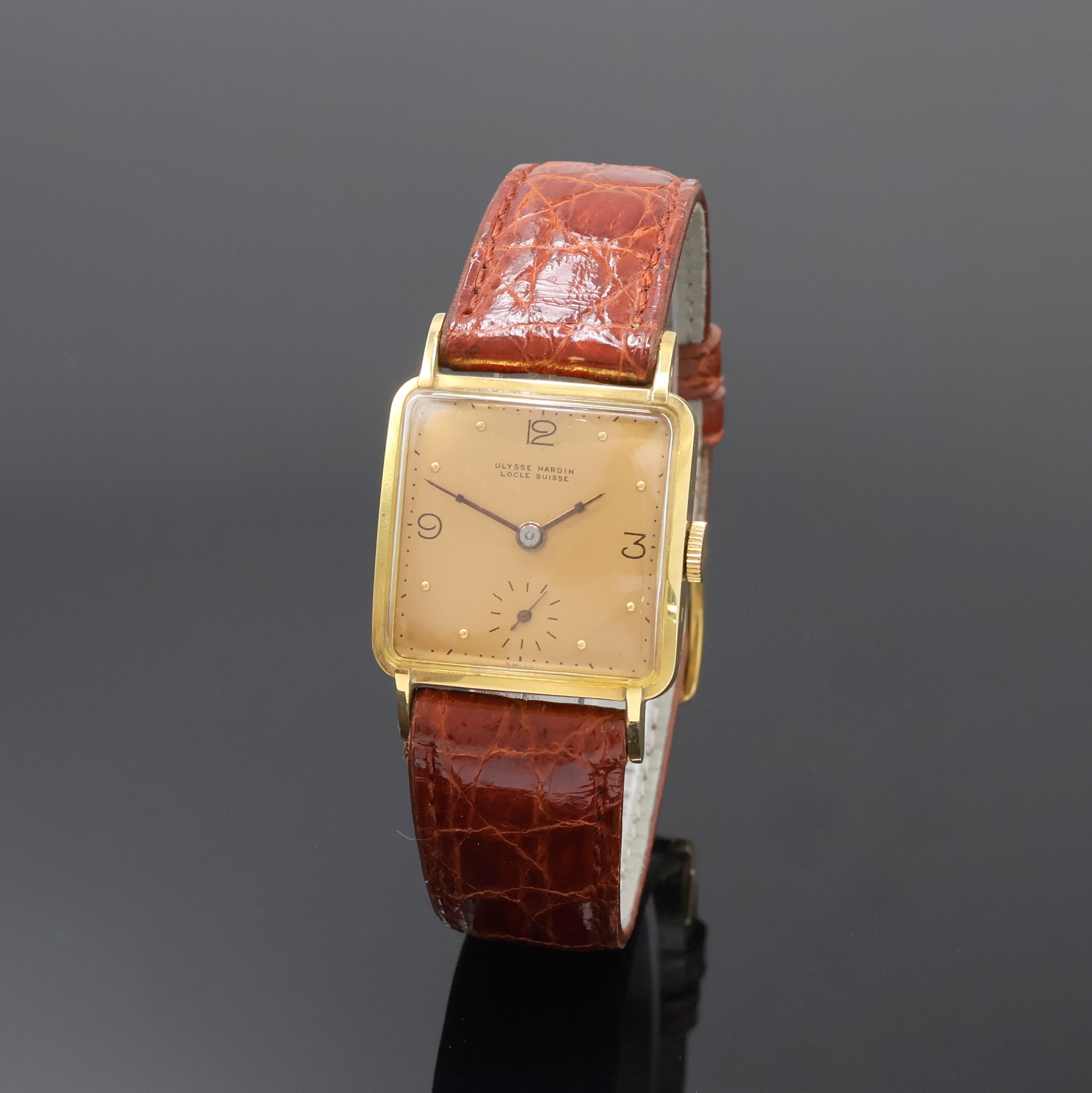 Image 27061586 - ULYSSE NARDIN viereckige Armbanduhr in GG 750/000, Schweiz um 1940, Handaufzug, Boden ...