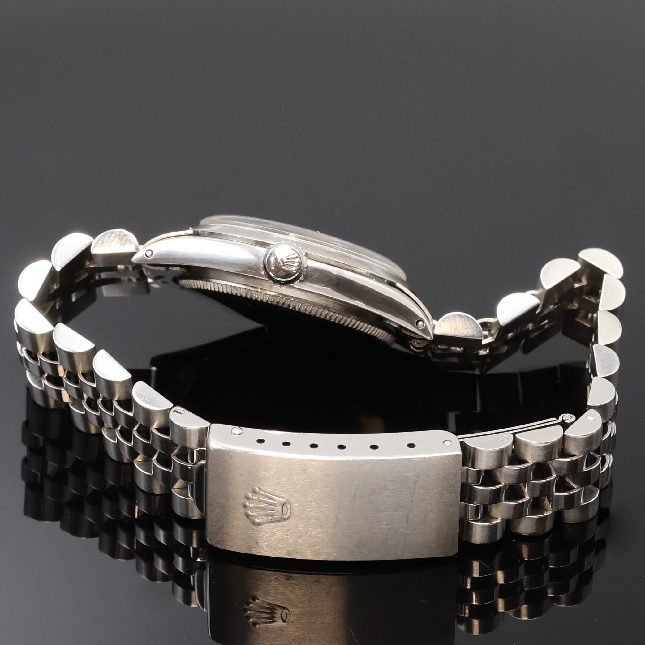Detail b: ROLEX Oyster Perpetual Armbanduhr in Stahl Referenz 6549, Schweiz laut Bodenstempel 2. Quartal 1961, Automatik, Boden u. Krone verschr., späteres ...