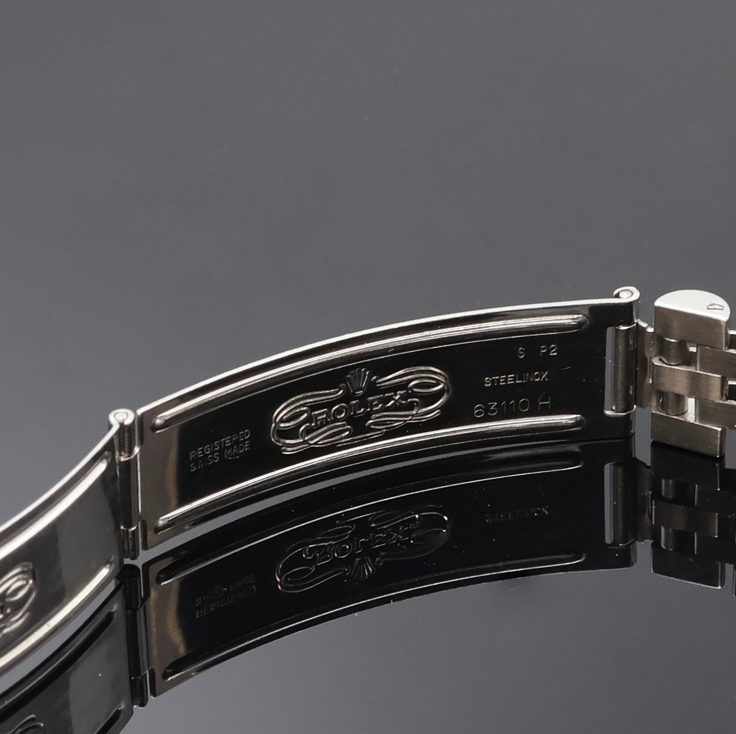 Detail d: ROLEX Oyster Perpetual Armbanduhr in Stahl Referenz 6549, Schweiz laut Bodenstempel 2. Quartal 1961, Automatik, Boden u. Krone verschr., späteres ...