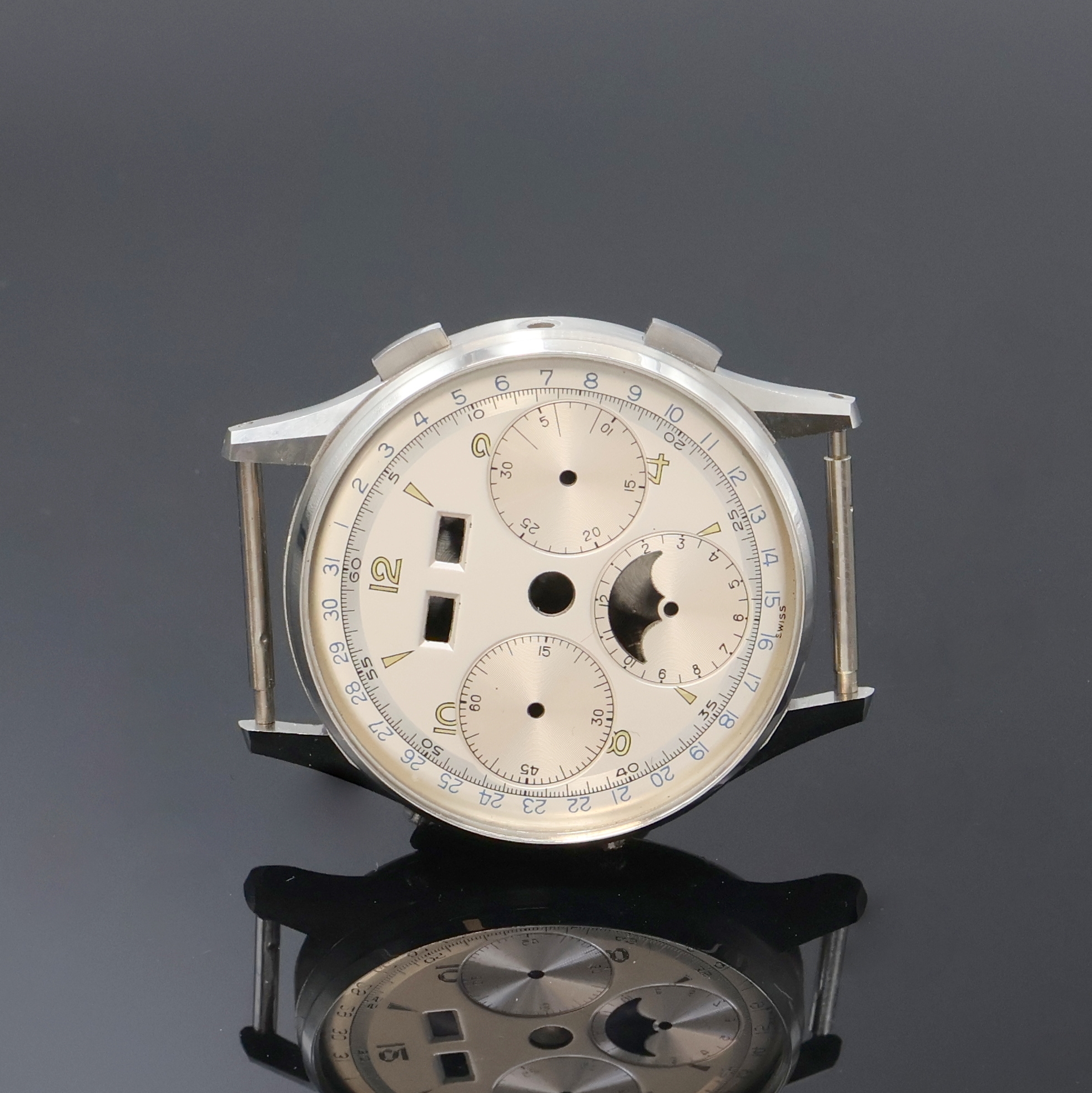 Image 27061644 - Unsigniertes, nahezu neuwertiges Stahlgehäuse mit Zifferblatt für das Kaliber Valjoux ...