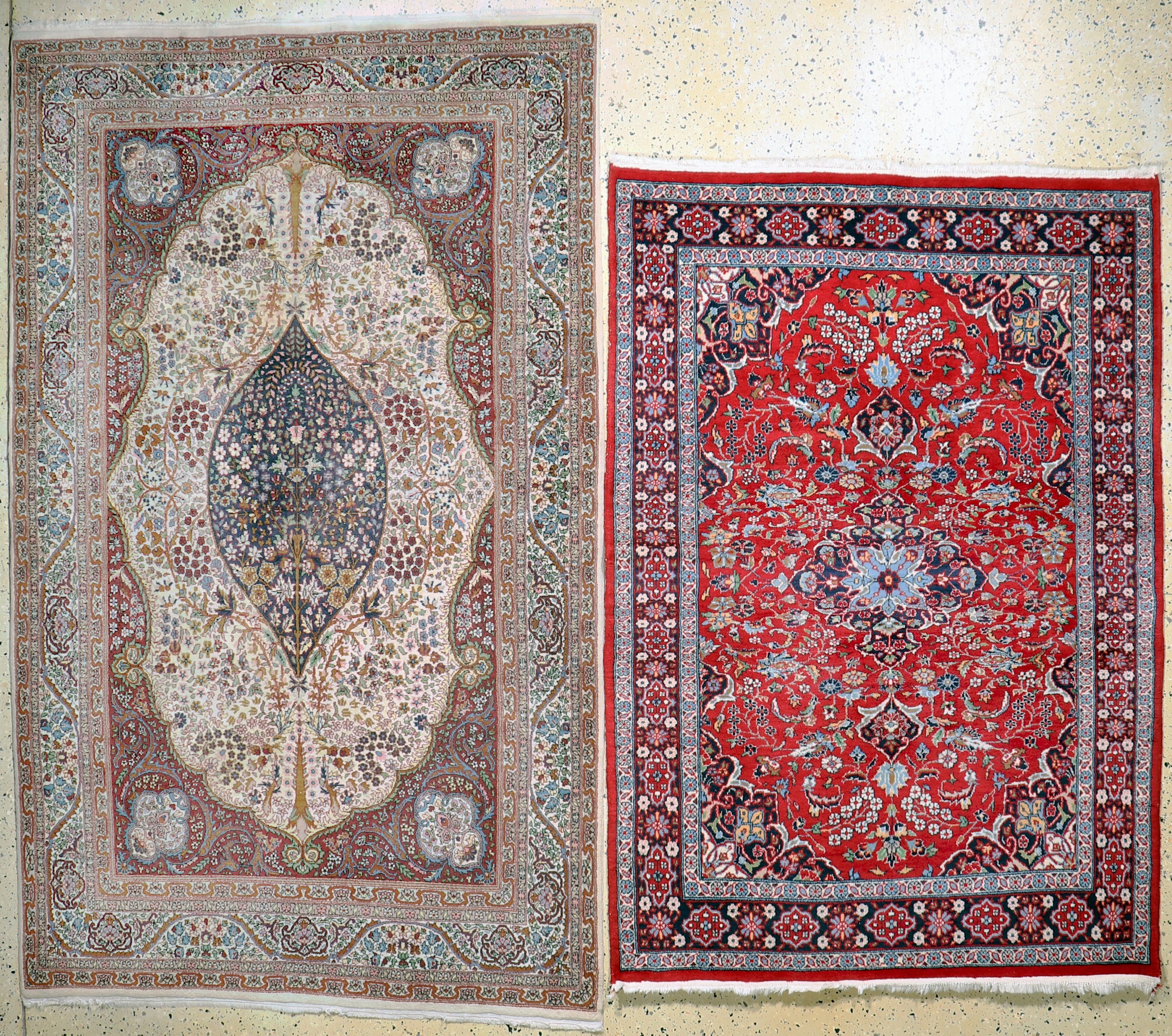 Image 27061717 - 2 Lots Lahor, Pakistan, Mitte 20.Jhd, Wolleauf Baumwolle, ca. 225 x 140 cm & ca. 180 x ...